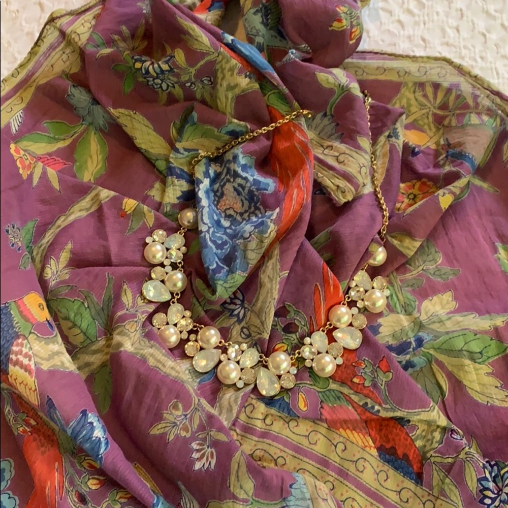 Beautiful scarf and necklace.